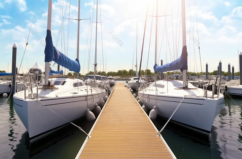 白色小型游艇帆船停泊在港口,高清,摄影图,摄影图片,图片大全,摄影图免费下载